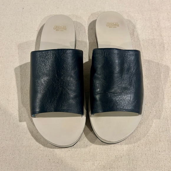 France’s Valentine Black leather cloud slide sandals size 9.5 B - Picture 3 of 16